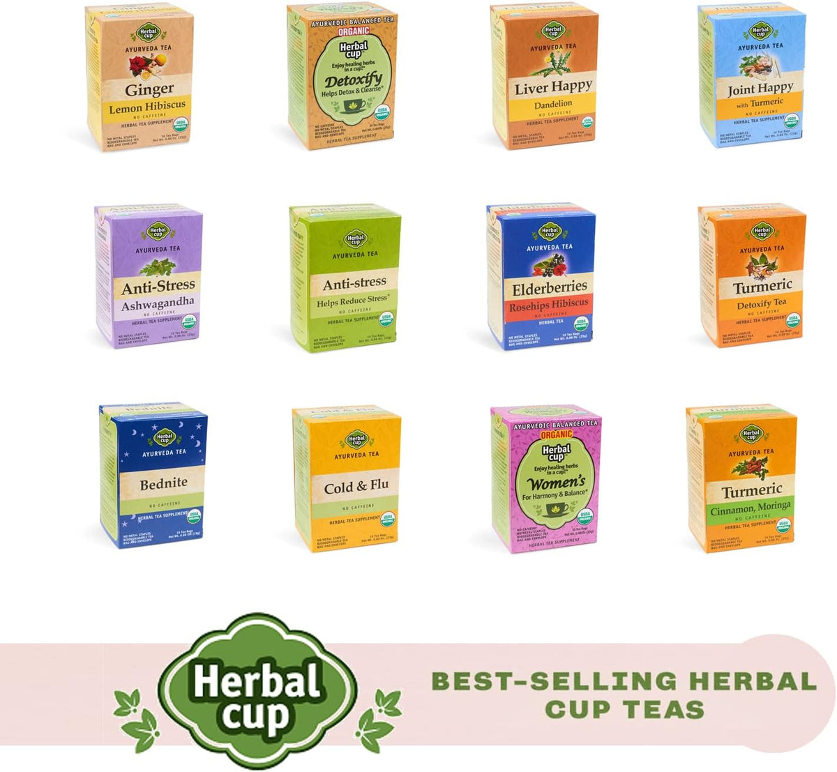 Herbal Cup Ayurveda Elderberries Tea, Organic Rosehips Hibiscus, No Caffeine Herbal Supplement (16 Count, Pack of 1)
