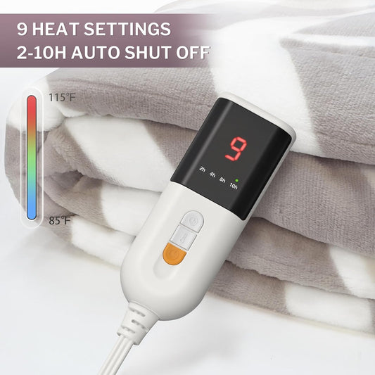 VENTIMI Electric Blanket Heated Throw, 50" x 60" Heated Blanket with 5 Heat Levels & 3 Hours Auto Off, Fast Heating Blankets with ETL & FCC Certification, Grey