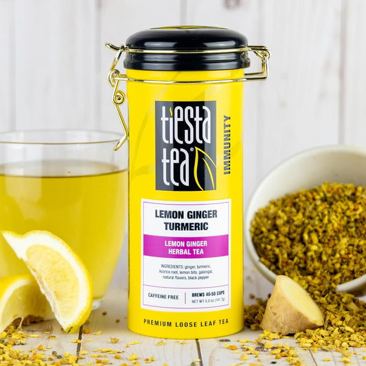 Tiesta Tea Lemon Ginger Turmeric, Loose Leaf, Lemon Ginger Herbal Tea, 5oz