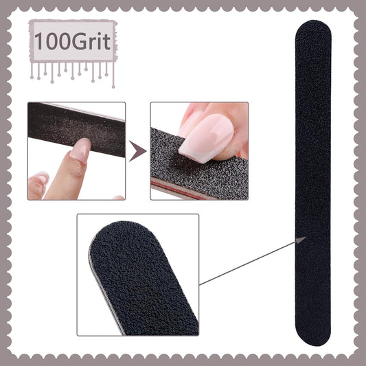 Nail File and Buffer Block, Professional Manicure Tools Kits, 100/180 Grit, Black Nail Pedicure File and Sanding Buffing Grinding Plisher File