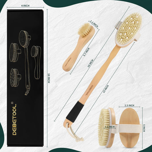 DEBETOOL Dry Brush Set with 3 Replacement Heads for Body & Face