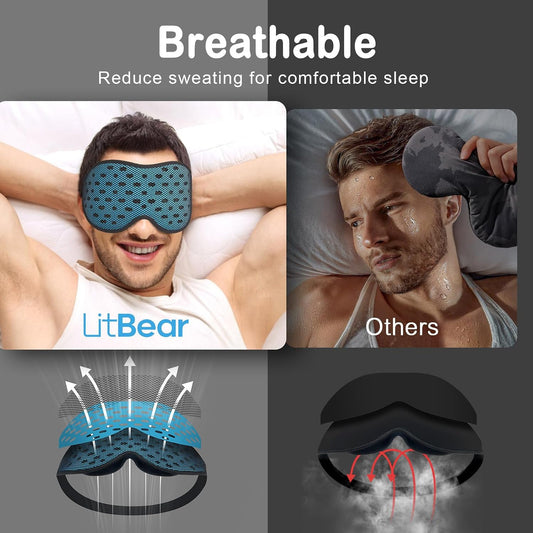 LitBear Breathable Sleep Mask, 3D Eye Mask Sleep for Side Sleeper Women Men