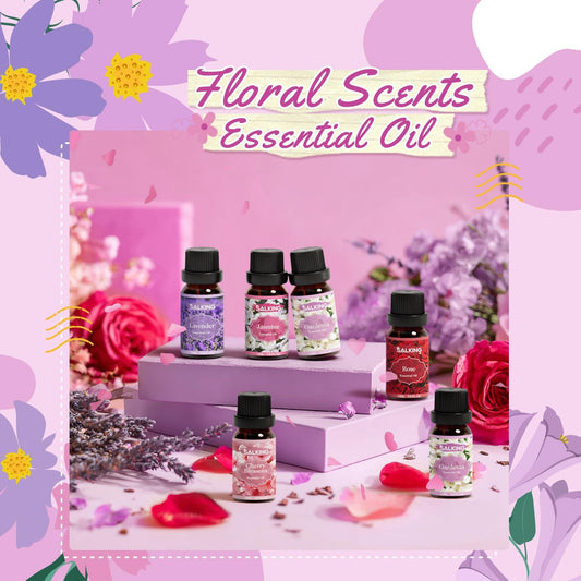 SALKING Floral Essential Oils Set, Pure and Natural Diffuser Oil, 6 x 10 ML