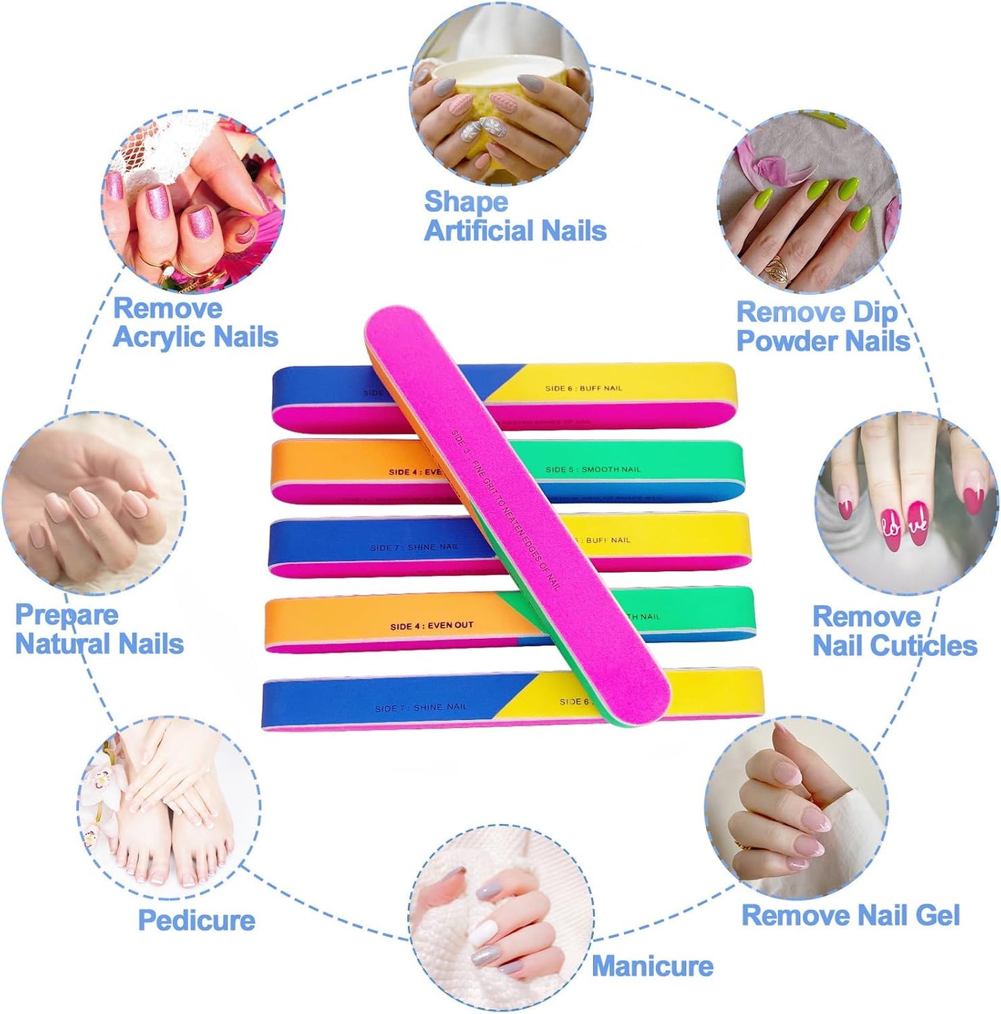 7 Way Nail Buffer (6 Pcs), Nail Buffers Blocks for Natural Nails Shine Smoother Buffing Block for Shinning Fingernail Emery Board Buffing Blocks (6 Pcs Shine Buffer 7 Way)
