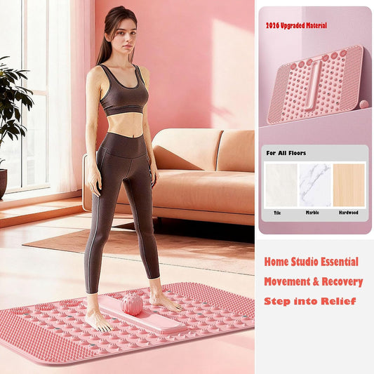 Acupressure Mat for Feet Large 24.6'' x 15.9 ''Foot Massager Mat with Massage Ball Tracks, Soft Silicone Reflexology Mat for Feet Pressure Point Mats Exercise Massage Mat for Feet While Standing