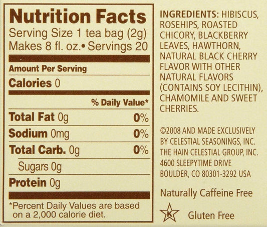Celestial Seasonings Black Cherry Berry Tea Bags, 20 Count (Pack of 2)