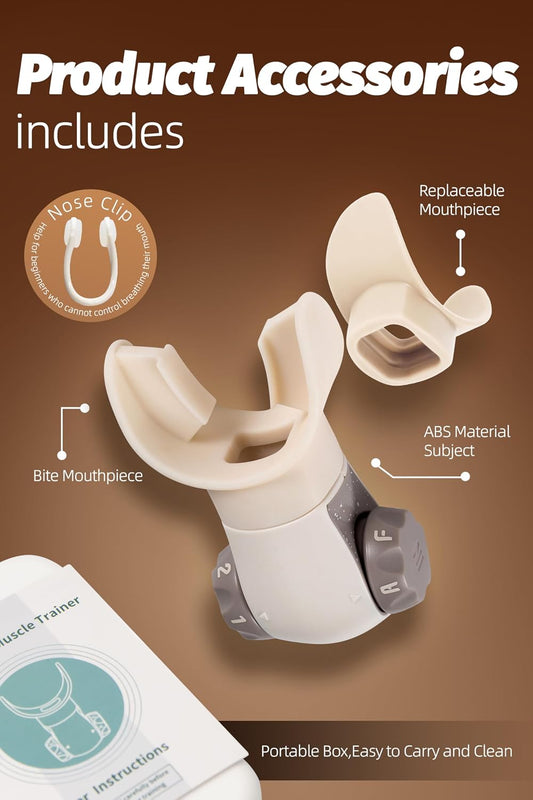 Breathing Exercise Device,Breathers Trainers Exerciser with Adjustable Inspiratory/Expiratory Vibration Fitness for Wellness (Beige)