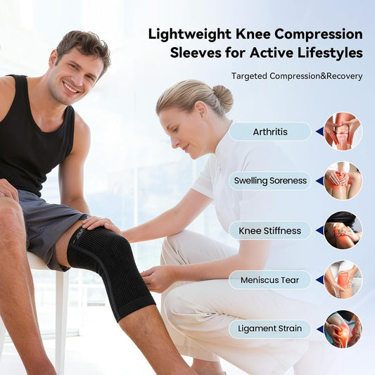 JOMVD Knee Compression Sleeve for Arthritis Pain – Knee Brace for Knee Pain Relief, Meniscus Tear, Inflammation, Circulation, Swelling & Injury Recovery – Anti-Slip Breathable Support for Women & Men,Medium