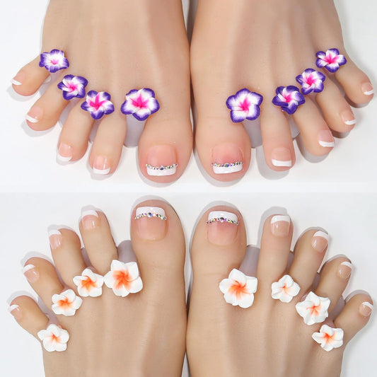 32 Pieces Toe Separators Silicone Flower Toe Separators for Pedicure Colorful Toe Stretcher Nail Polish Art Tools Pedicure Spacers Tools for Nail Salon Toes Dividers (A)