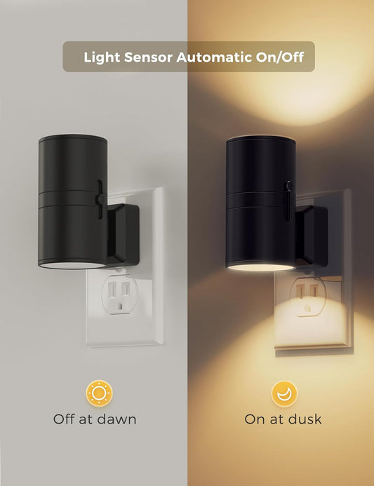 L LOHAS LED Night Light, Amber Nightlight, Dimmable Night Light, Light Sensor, Yellow Nightlight, 0-100LM, Sleep Light for Kids, Soft & Warm Light for Bedroom, Bathroom, 2 Pack