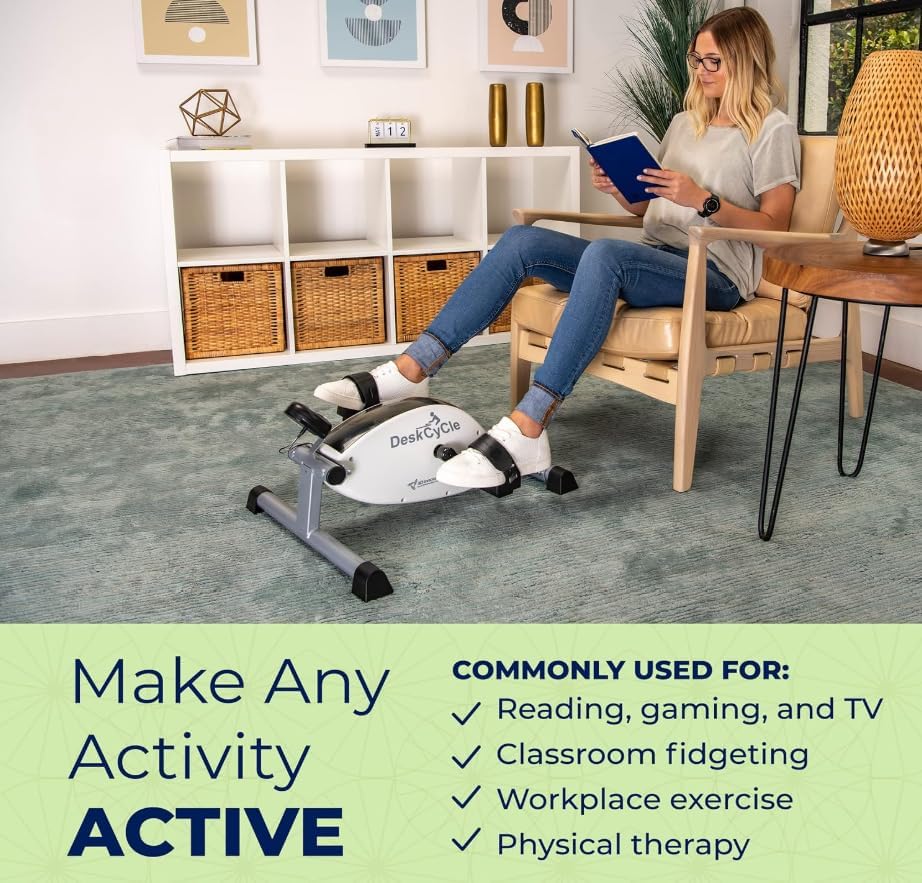 DeskCycle Under Desk Bike Pedal Exerciser - Stationary Bikes for Home & Office - Standard and Adjustable Height Versions