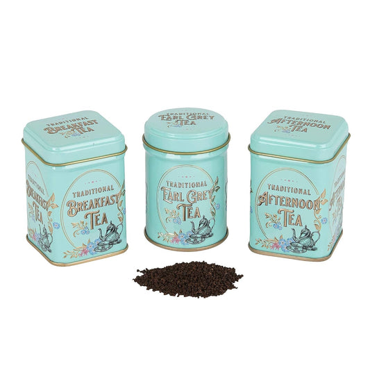 Vintage Victorian 3x Mini Tea Tin Gift Pack with Assorted Loose Leaf English Tea