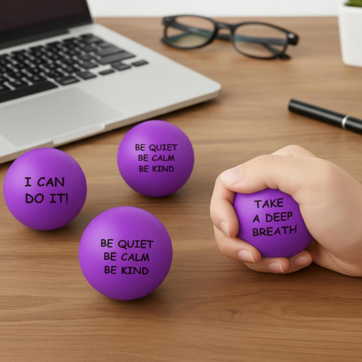 Ceenna 4 Pcs Motivational Balls for Adults Anxiety Relief, Black