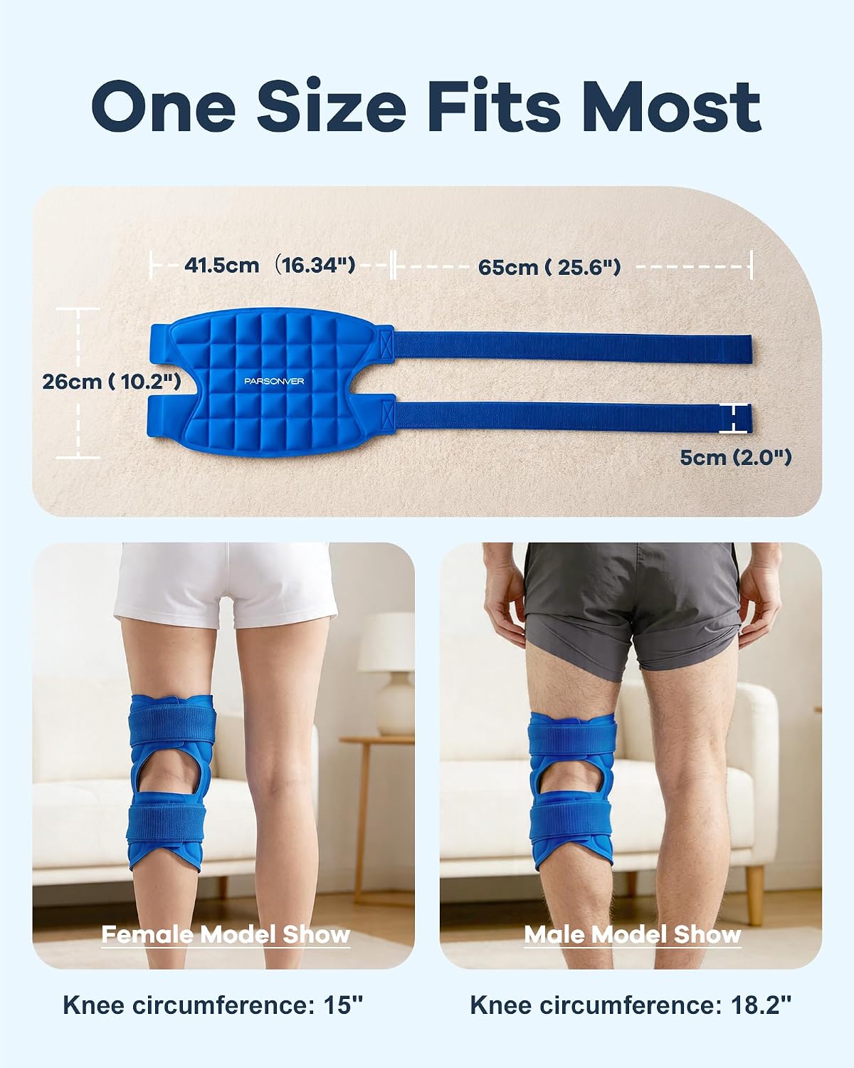 Knee Ice Pack Wrap, 120 Minutes Ultra-Long-Lasting Reusable Ice Pack Without Condensation for Knee Pain Relief, Cold Therapy for Injuries, Knee Replacement Surgery, Swelling, ACL, Meniscus Tear, Blue