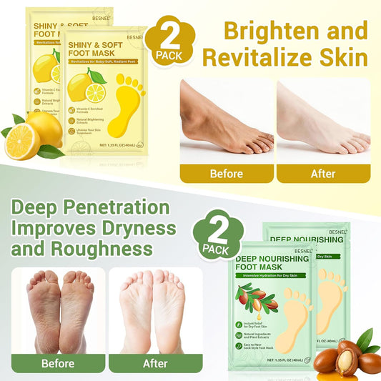 8 Pack Moisturizing Foot Mask,Hydrating Foot Masks for Dry Cracked Feet