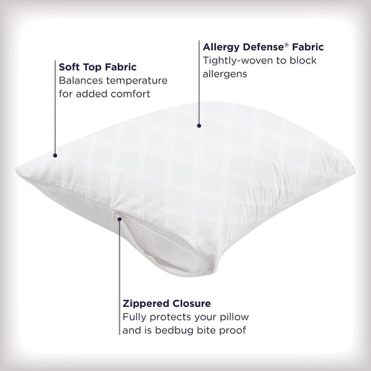 AllerEase Premier Zipper Pillow Protector Standard/Queen 2 Pack