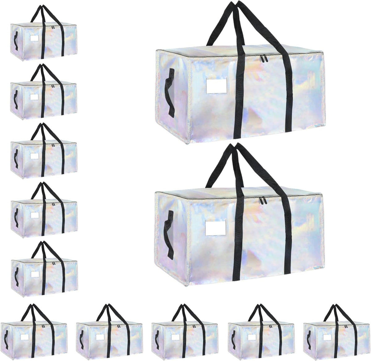 Moving Bags Extra Large - Heavy Duty Storage Totes with Wrap-Around Handles & Reinforced Zippers - Foldable Moving Box Alternative, Water-Resistant for Dorm, Closet & Under Bed Storage (Clear)