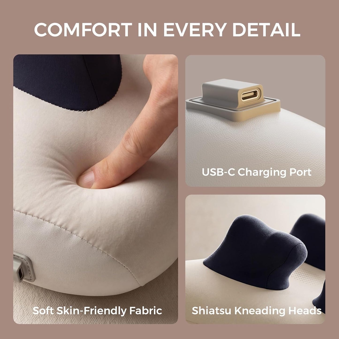 Upgraded Deep Tissue Neck Massager Pillow with Heat, Shiatsu Kneading Neck & Shoulder Massager for Pain Relief, Cordless Portable Massage Pillow for Home Office & Car, Grey & Blue