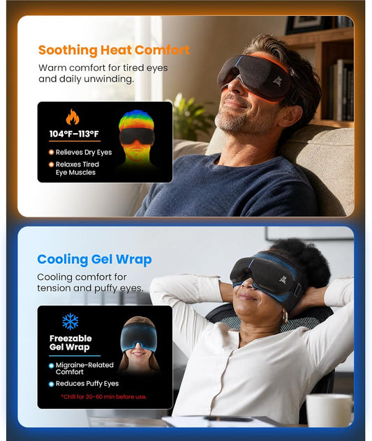 BOB AND BRAD Eye Massager with Heat and Cooling, FSA Eligible HSA Birthday Gifts for Women Men, Heated Eye Massager for Migraine, Heated Eye Mask for Dry Eye Head Tension and Stress Relief