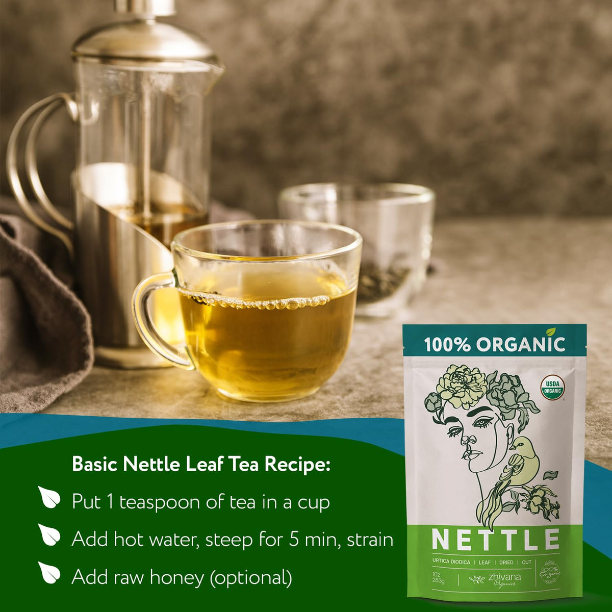 Organic Nettle Leaf Tea (3.5oz) – Stinging Nettles Herb – Natural Cleansing