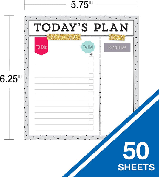 Carson Dellosa Today's Plan Notepad, 50 Sheet Note Pad With Lined Paper for To Do List and Checklist, Classroom Organization Stationery, Desk Accessories and Office Supplies