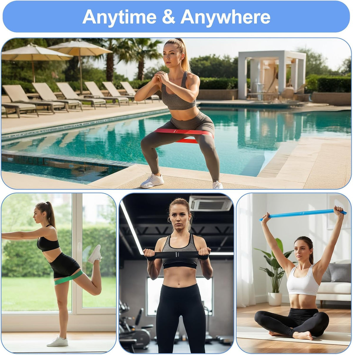 40 Pcs Resistance Bands Bulk, Loop Exercise Bands Set for Gym Members Sports Class Students Gift, 5 Pieces Each Set with Storage Bag, Fitness Bands for Outdoor Home Gym Yoga Pilates