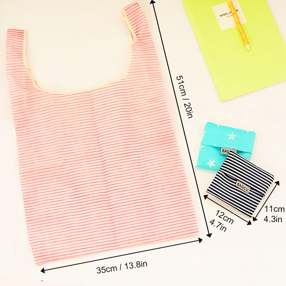 Cloth Tote Bags, Reusable, Foldable, Recycle for Shopping, Fits in Pocket, Eco Friendly for Groceries, Water Resistant, Lightweight, Strong & Durable Large (6Pack)