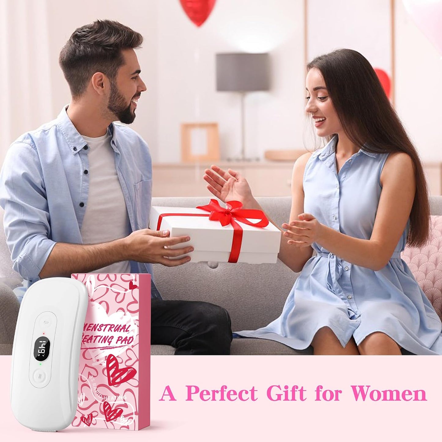 Portable Heating Pad: 2 Timer 6 Heat Levels 6 Vibration Modes Cordless Electric Heating Pad 3s Fast Heating Travel Heating Pad Gifts for Women Christmas Birthday Pink