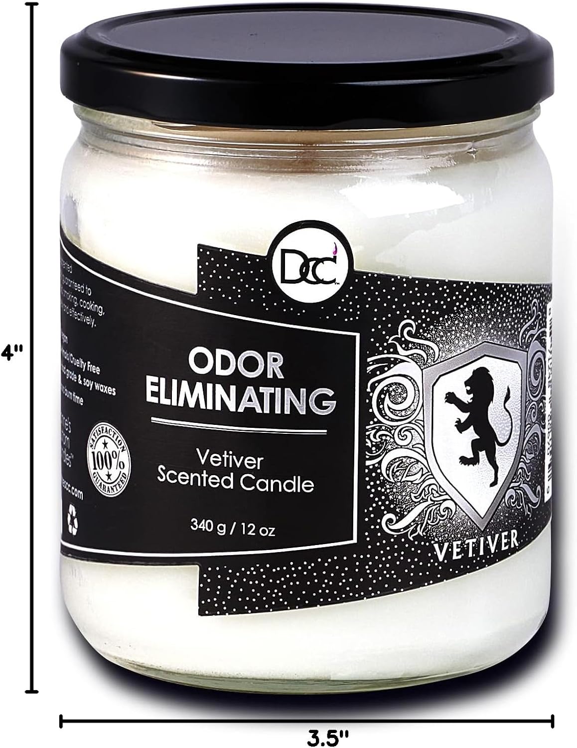 Vanilla Bean Odor Eliminating Highly Fragranced Candle - Eliminates 95% of Pet, Smoke, Food, and Other Smells Quickly - Up to 80 Hour Burn time - 12 Ounce Premium Soy Blend - Colors A