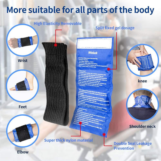Gel Ice Pack with Adjustable Strap Reusable Gel Pack for Pain Relief