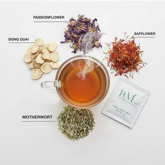 Puvi Care Menopause Tea, Dong Quai Tea for Hot Flash Relief, Herbal Tea bags Hormone BalancePassion Flower Tea Motherwort tea | Non-GMO, Sugar-Free, Gluten Free | Hot flash relief for women | 20 Bags