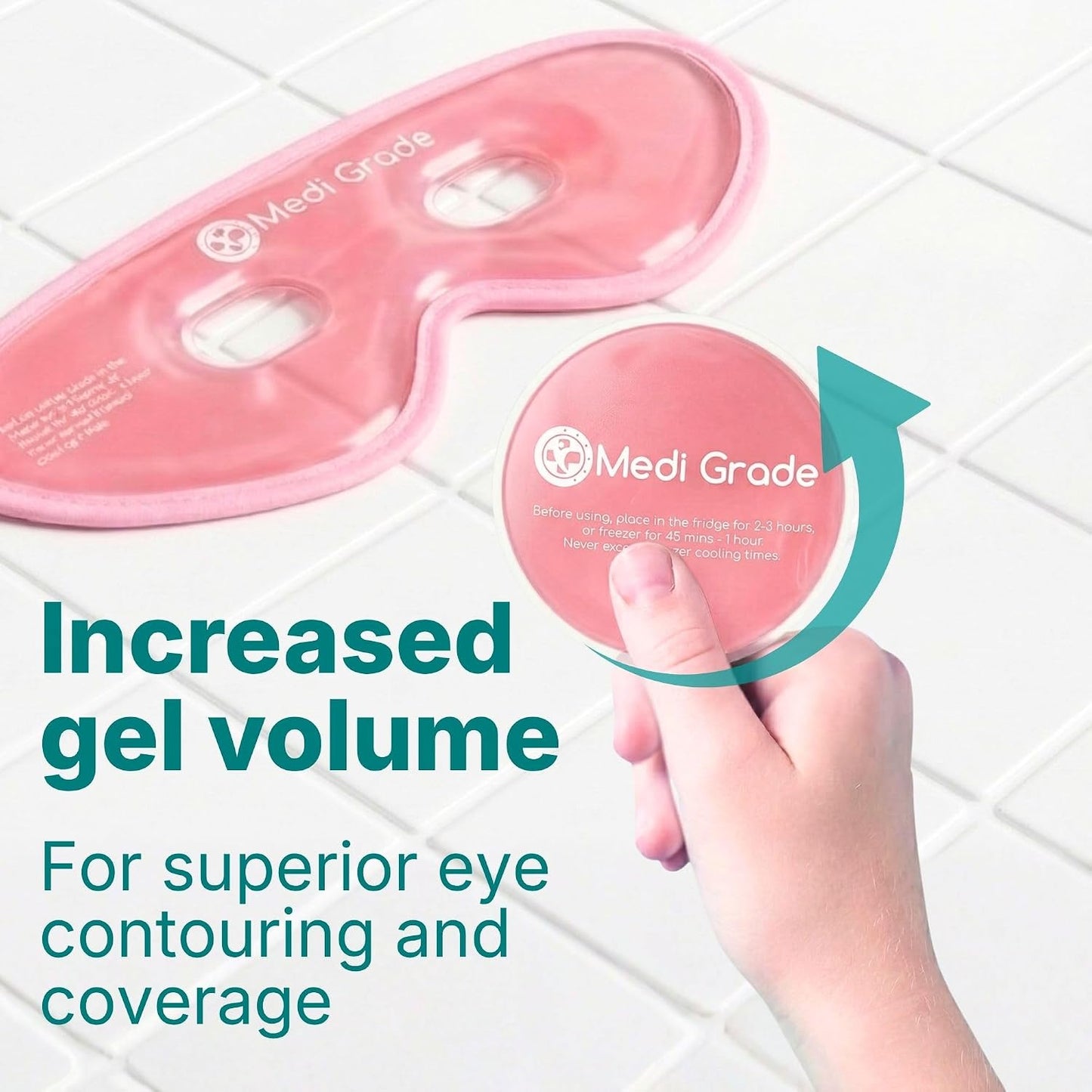 Medi Grade Cooling Gel Eye Mask for Puffy Eyes – Reusable Gel Eye Mask and Cooling Eye Pads with Thermo-Bag for Dark Circles and Morning/Night Skincare Routine – Reversible Cold Eye Mask