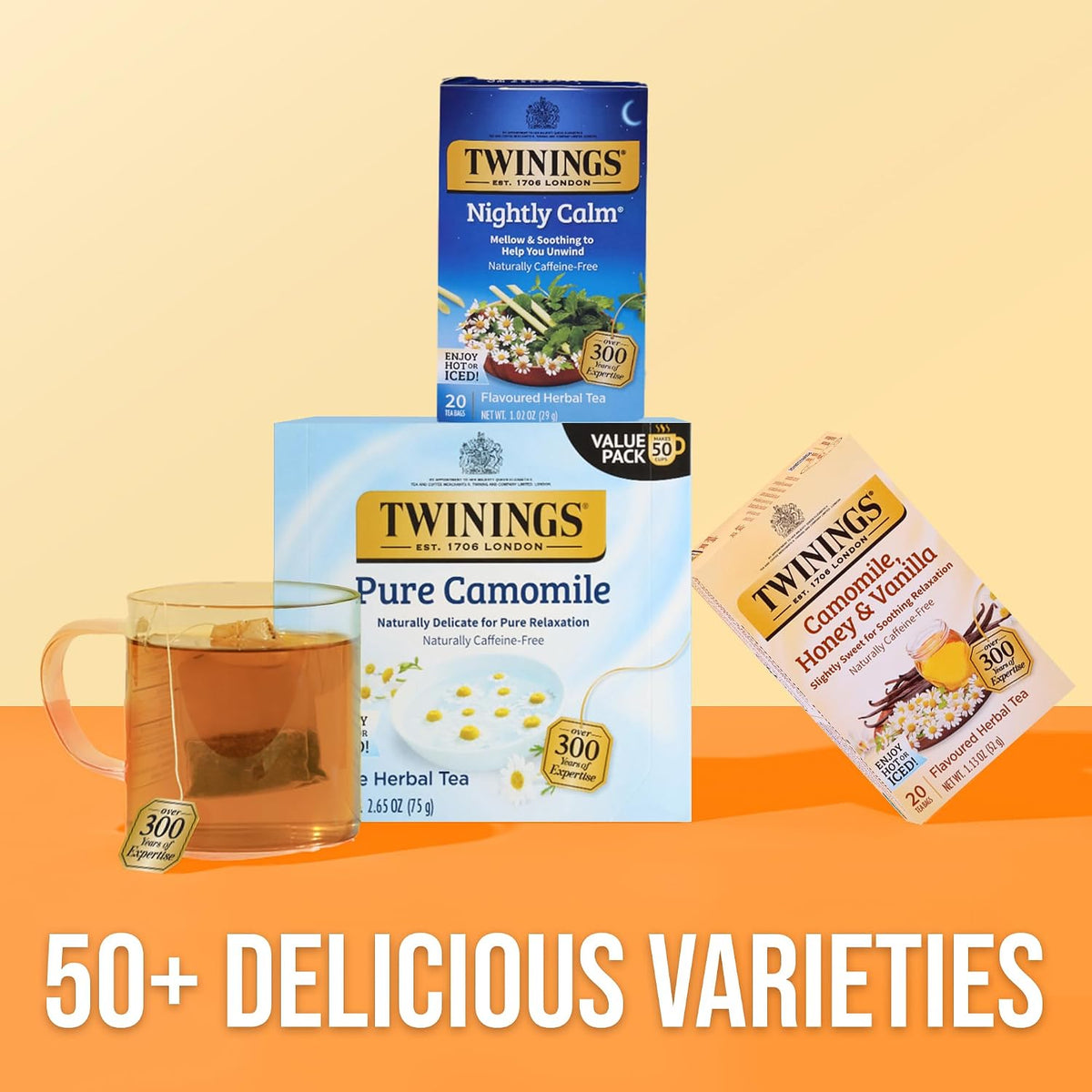 Twinings Nightly Calm Herbal Tea Individually Wrapped Bags, 20 Count (Pack of 6), Spearmint & Lemongrass, Naturally Caffeine-Free, Enjoy Hot or Iced, 120 Teabags
