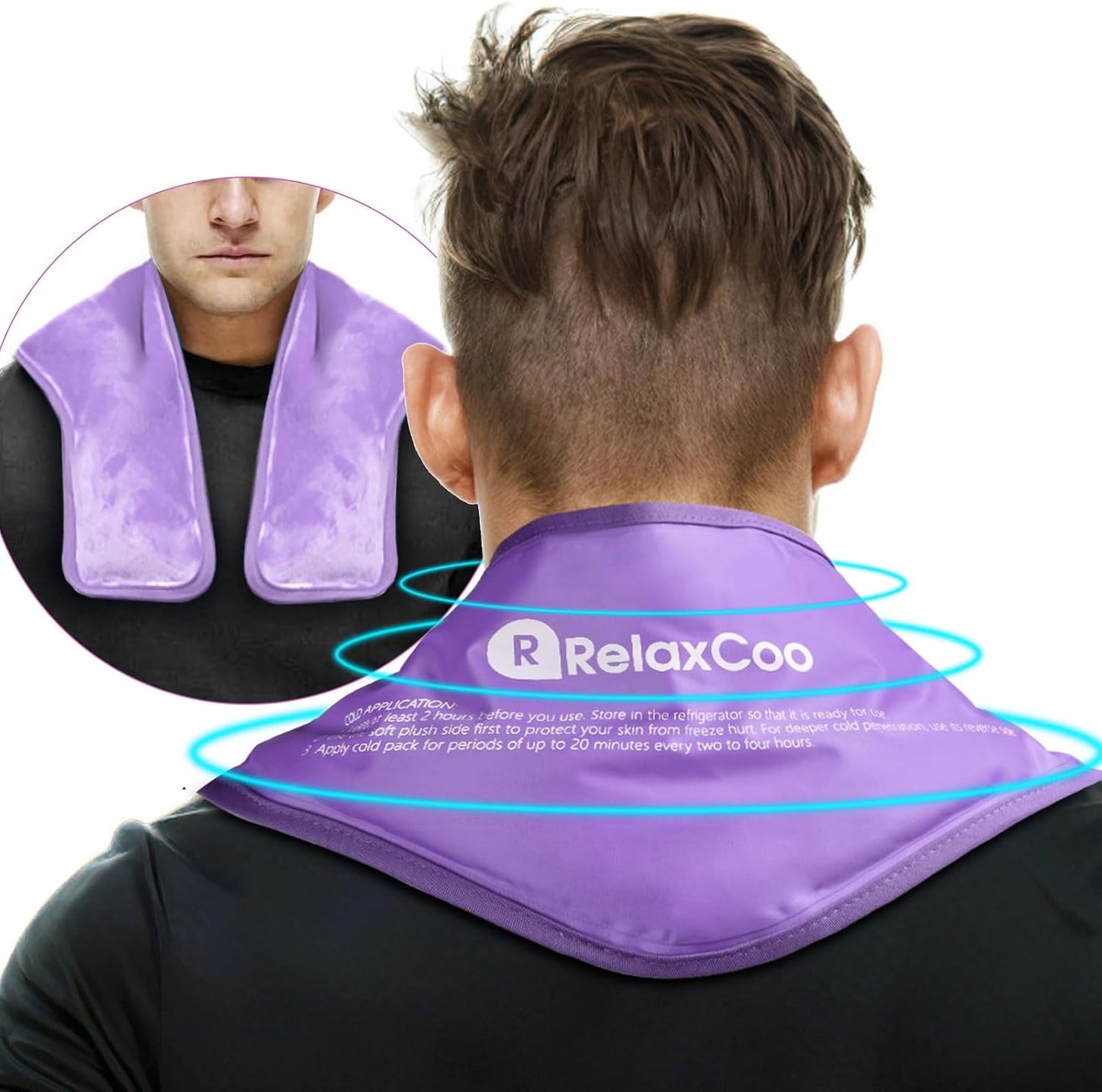 RelaxCoo Neck Ice Pack Wrap, Reusable Gel Ice Pack for Neck Shoulders, Cold Compress Therapy for Pain Relief, Injuries, Swelling, Bruises, Sprains, Inflammation and Cervical Surgery Recovery