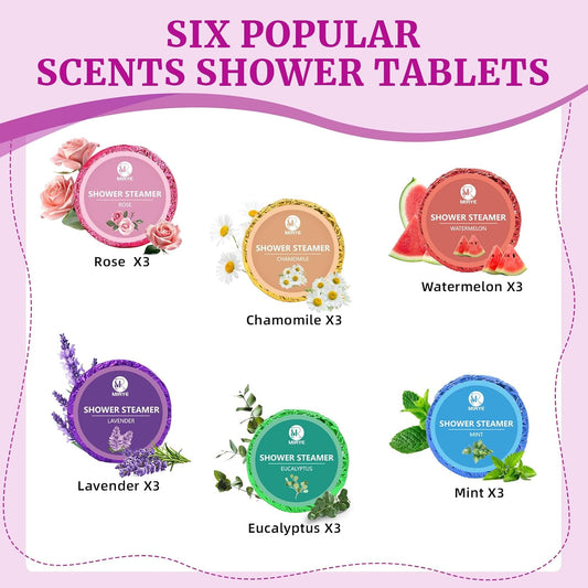 18-Pack Shower Steamers Aromatherapy, Self Care Birthday Gifts for Women Men, 6 Scented Organic Shower Bombs with Natural Essential Oils Relaxation Home SPA, Travel Essentials, Appreciation Gifts