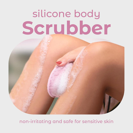 MainBasics Silicone Body Scrubber Dual-Sided, Pink, Exfoliate