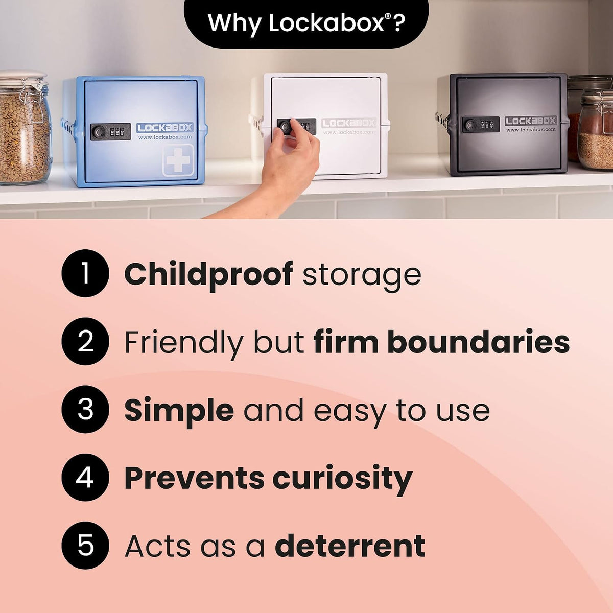 Lockabox Mini™ | Small Lock Box with Combination Lock (Half Letter Sized) | Mini Lockable Box for Small Medicines, Snacks & Mobile Phones | External Size 8.8 x 6.1 x 4.7 Inches (Crystal)