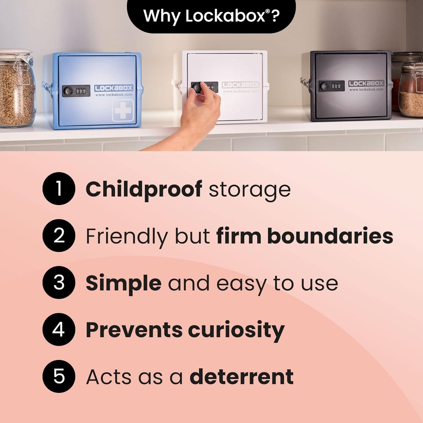 Lockabox Mini™ | Small Lock Box with Combination Lock (Half Letter Sized) | Mini Lockable Box for Small Medicines, Snacks & Mobile Phones | External Size 8.8 x 6.1 x 4.7 Inches (Crystal)