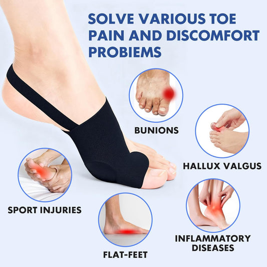 2PCS Bunion Corrector for Women & Men - Bunion Correction with Splint & Pad for Hallux Valgus Pain Relief, Toe Separator for Day/Night Support, Anti Slip Gel Strap for Big Toe Straightener