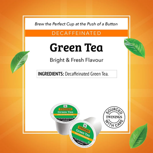 Twinings Decaffeinated Green Tea K-Cup Pods for Keurig, 24 Count (Pack of 1), Smooth Flavour, Enticing Aroma, Enjoy Hot or Iced