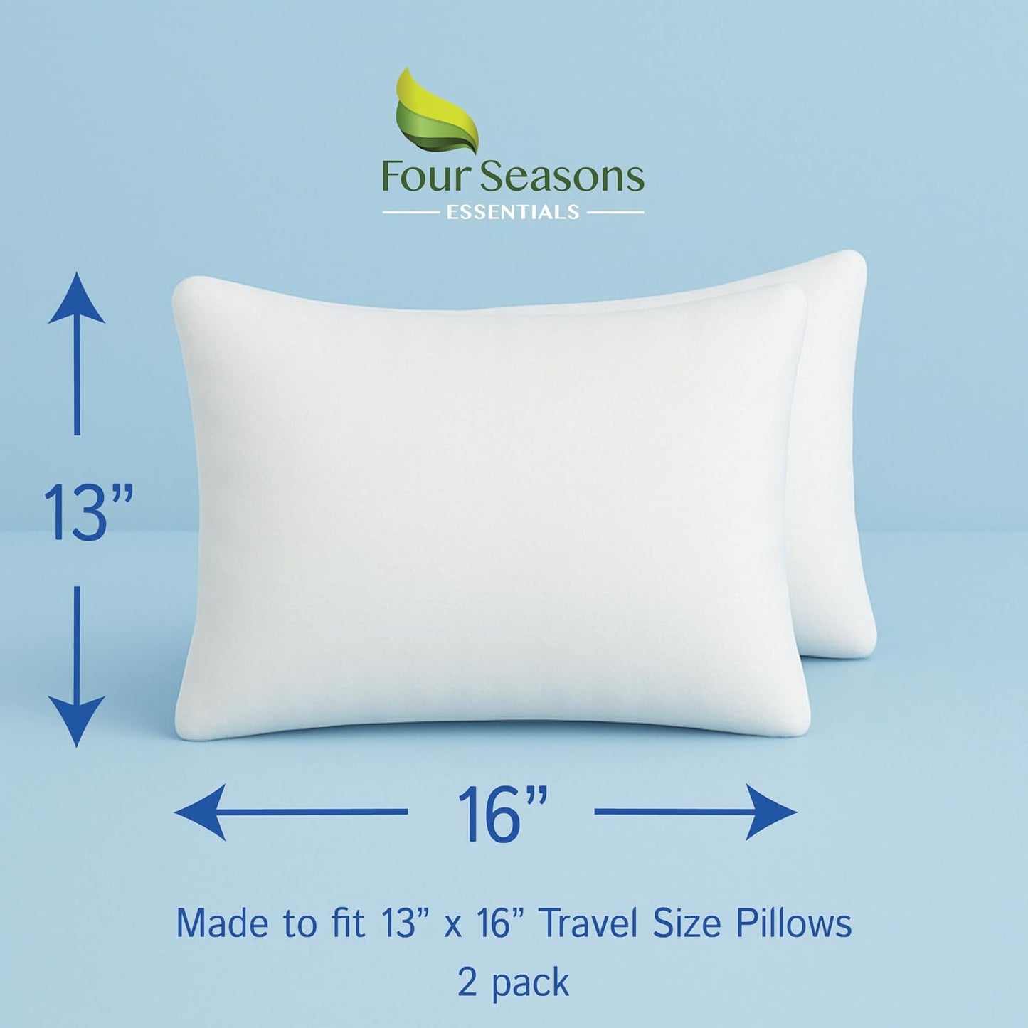 Four Seasons Essentials Standard Pillow Protectors (Set of 2) – Zippered Waterproof Pillow Covers Hypoallergenic Dust Proof Pillowcase Encasement Cover