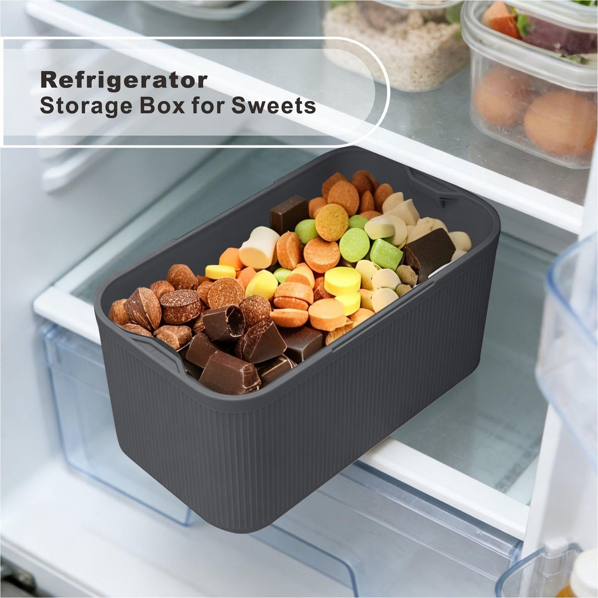 SANIDIKA Lockable Storage Box,Medicine Lock Box,Medical Lockbox,Cell Phone Locked Jail,Refrigerator Snack Food Safe Containers Bin for Personal Items,Home Office Organization,Travel Case,Gift (Navy)