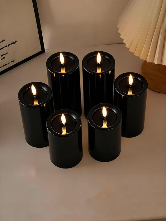 Gmnee 3"x4" Outdoor Waterproof Flameless Candles with Remote and Timers, LED Candles, Battery Operated Candles, Electric Fake Pillar Candles for Patio, Porch, and Lanterns Decor (Ivory, Plastic)