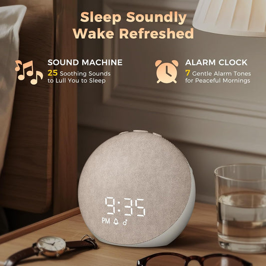 Sound Machine Alarm Clock for Bedroom: 25 Natural Sleep Sounds