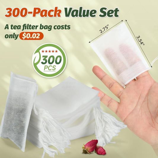 Empty Tea Bags for Loose Leaf Tea, 300Pcs Disposable Tea Infuser Sachets