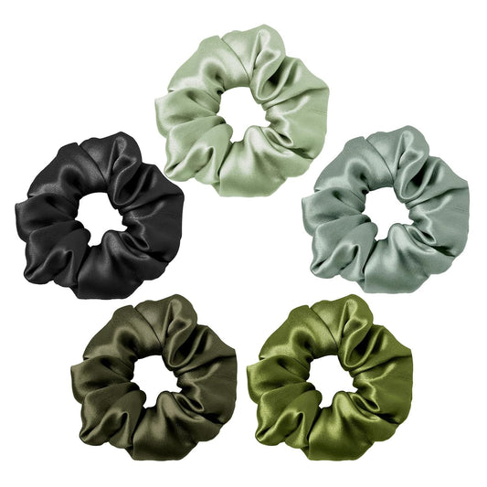 LILYSILK Silk Hair Scrunchies / Ties for Frizz & Breakage Prevention, 100% Mulberry, No Damage, Elastic ponytail Holders, 1Pc, Coffee - Colors B