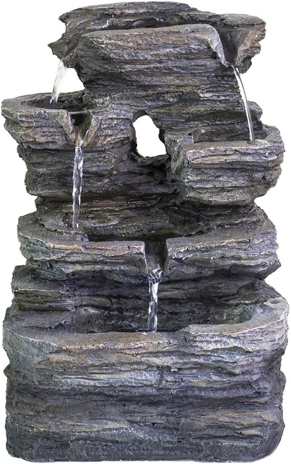 Ferrisland Tabletop LED Light Meditation Indoor Waterfall Fountain