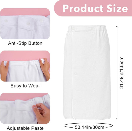 4 Pcs Spa Wrap Towel Wrap for Women Women's Shower Wraps Robes Bath Robe Spa Robe with Adjustable Closure Elastic Top