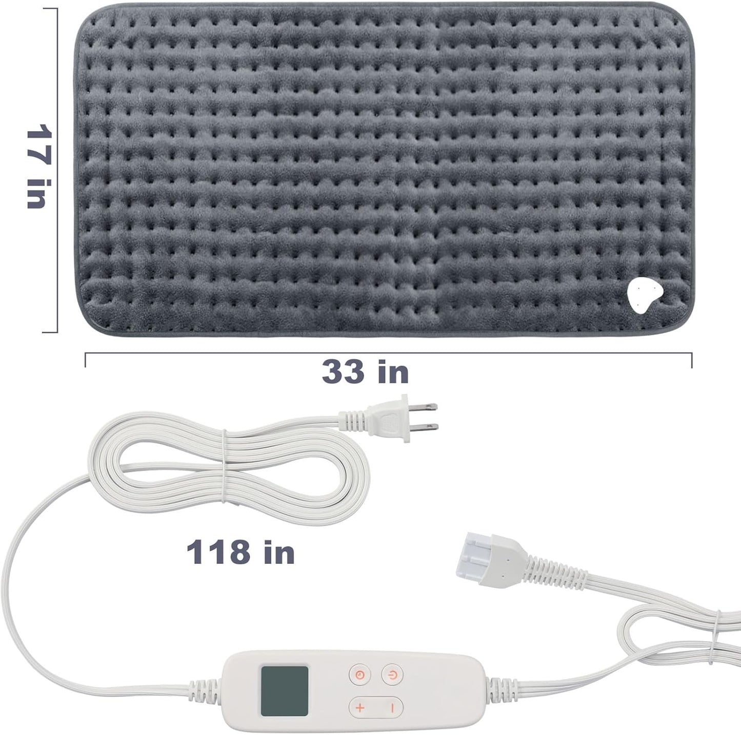 VAAGHANM Heating Pad: 33 x 17 inches Electric Heating Pad for Back -Extra Large Heat Pad for Shoulder/Neck/Knee/Arms - Upgraded 6 Timer & 6 Temperature Controller -Auto Shut Off- Gift for Mom