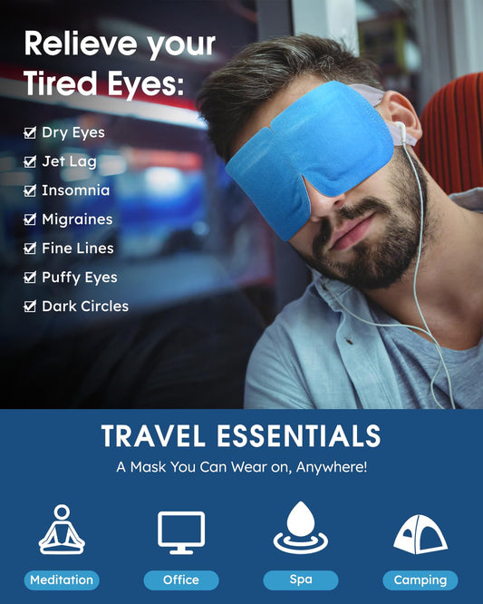 16 Packs Steam Eye Masks for Dry Eyes, Self Heating Warm Compress for Eyes Fatigue & Puffiness Relief, Disposable Heated Eye Mask Travel Essentials, Spa Relaxation Set for Women Christmas, Unscented